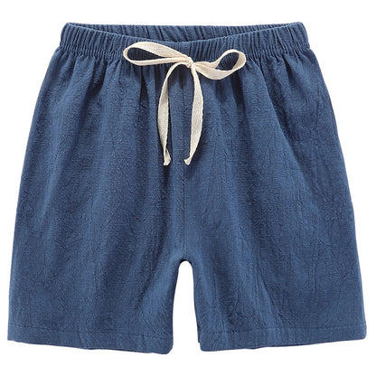 Pantalones cortos para niños: pantalones de playa finos de verano con tiras para niños, pantalones deportivos casuales holgados de algodón y lino de color sólido para niñas 