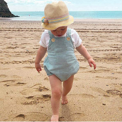 Summer suspenders, new clothes, cotton and linen suspenders, triangle climbing baby jumpsuit 0.1kg