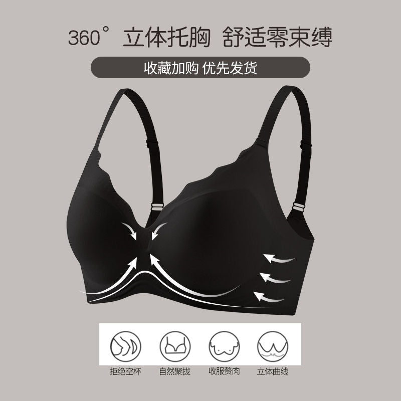 P Xueli's Traceless Thin Underwear for Women Gathering: No Steel Rim, Large Chest, Small and Anti sagging, Adjustable Bra for Collar Collection