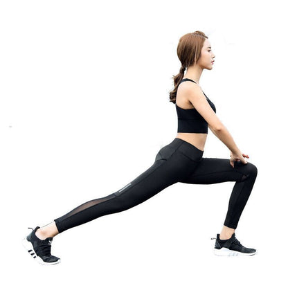 A High waist hip lift yoga fitness pants women's nine-point mesh sweatpants sexy outer wear running quick-drying 7-point leggings