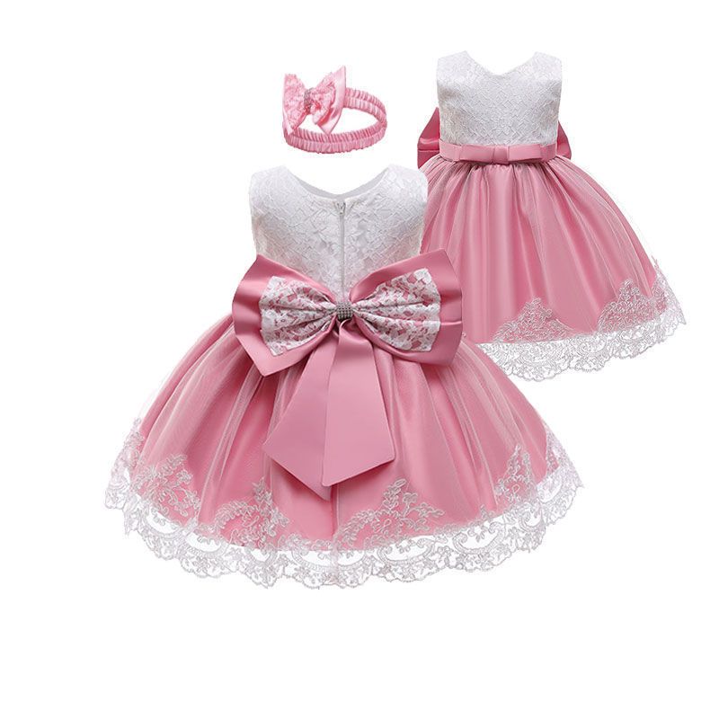 Girls dress skirt puffy princess dress full moon first birthday big bow embroidered kids baby girl dress