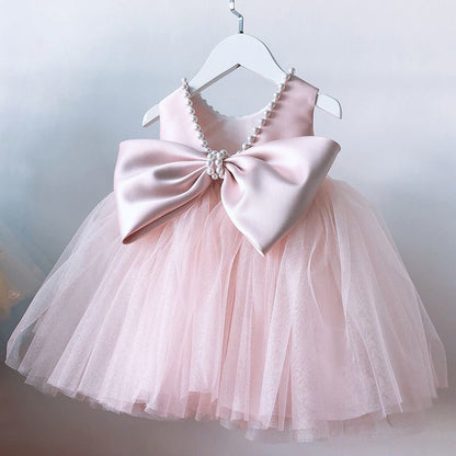 Girls dress skirt puffy princess dress full moon first birthday big bow embroidered kids baby girl dress