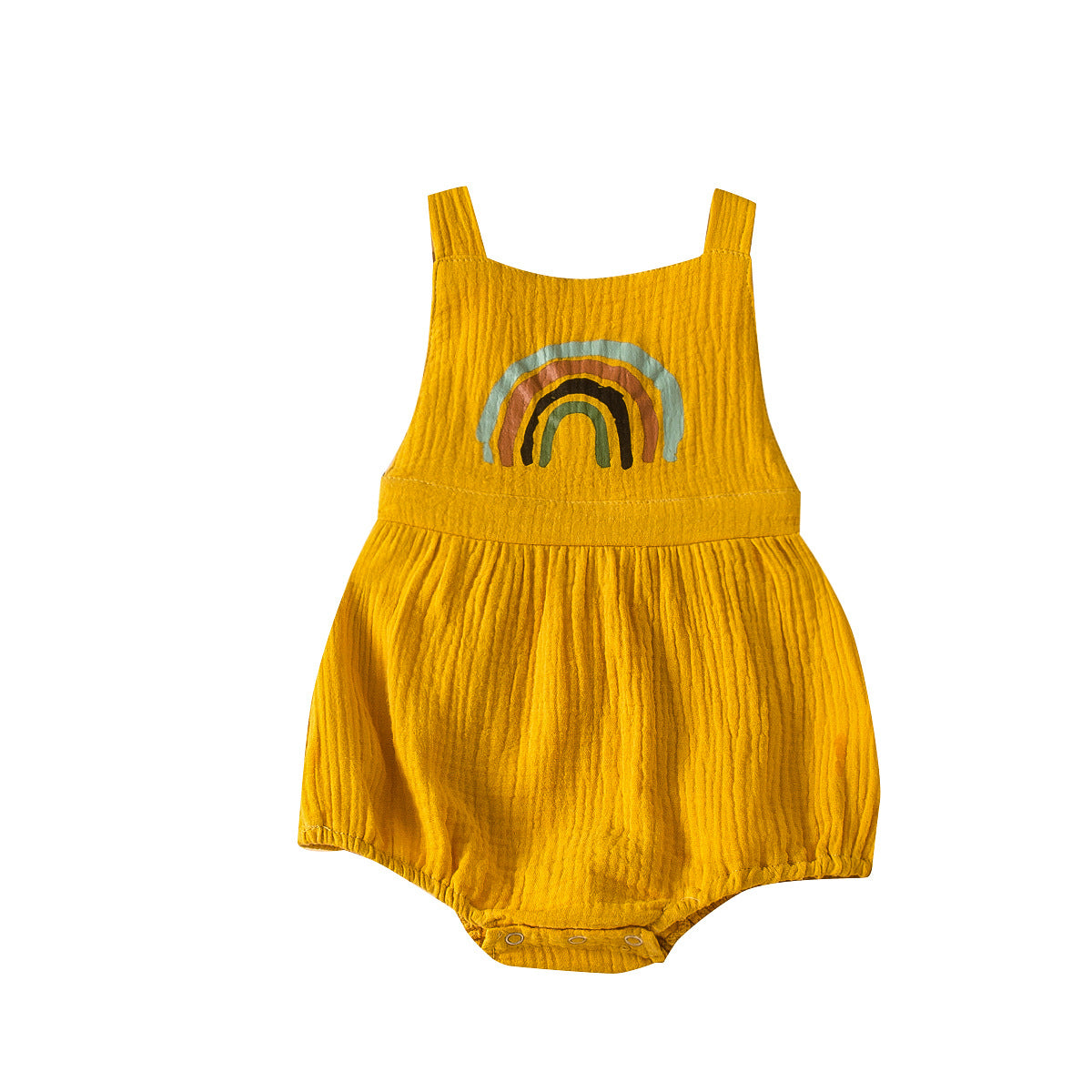 Summer new baby backless jumpsuit popular baby ins rainbow jumpsuit pure cotton suspender crawling suit 0.15kg