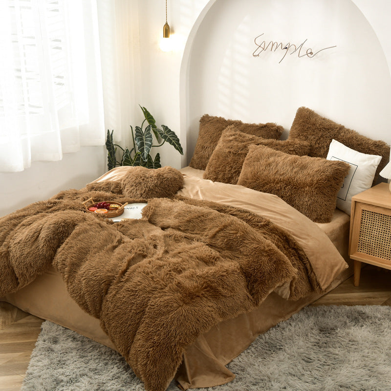 A water mink four-piece set plush crystal plush quilt cover Amazon cross-border foreign trade three or four-piece set manufacturer wholesale