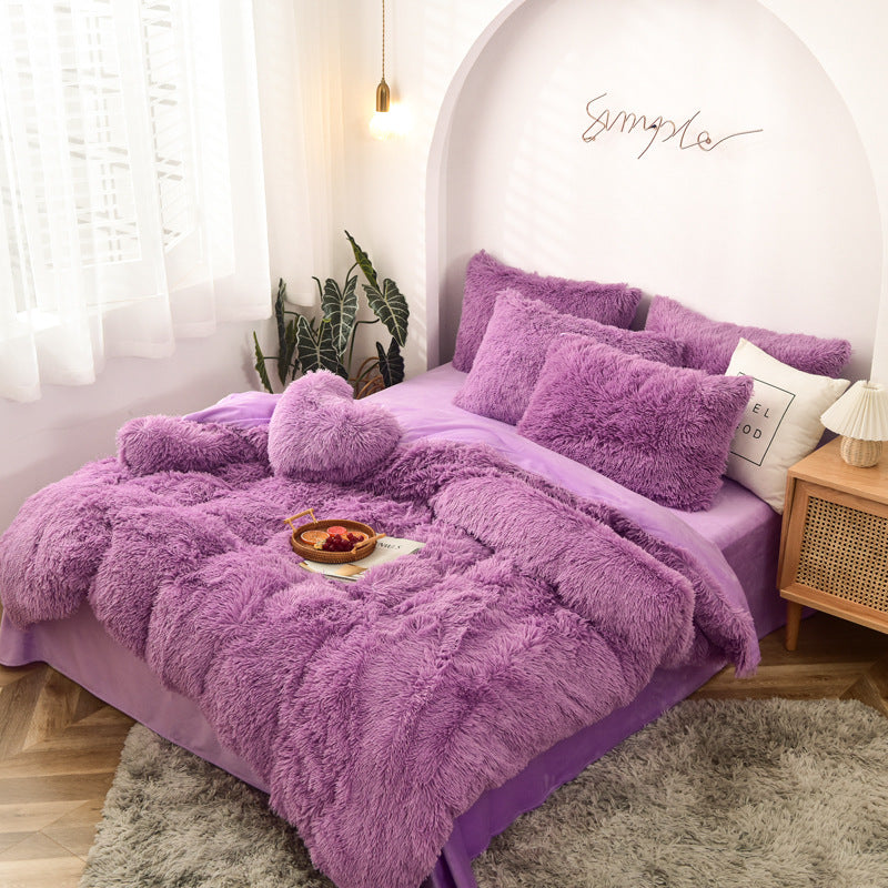 A water mink four-piece set plush crystal plush quilt cover Amazon cross-border foreign trade three or four-piece set manufacturer wholesale