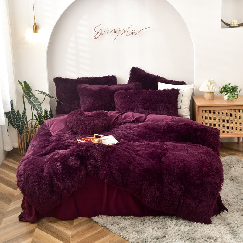 A water mink four-piece set plush crystal plush quilt cover Amazon cross-border foreign trade three or four-piece set manufacturer wholesale