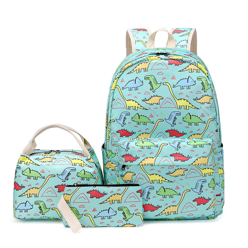 A foreign trade new schoolbag female three-piece backpack cartoon insulated lunch bag children&#039;s shoulder bag male wholesale