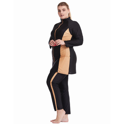 Traje de baño conservador con cremallera en contraste, de gran tamaño y ultra holgado, para mujeres obesas, de un stock de fábrica, H1015 0,6 KG 