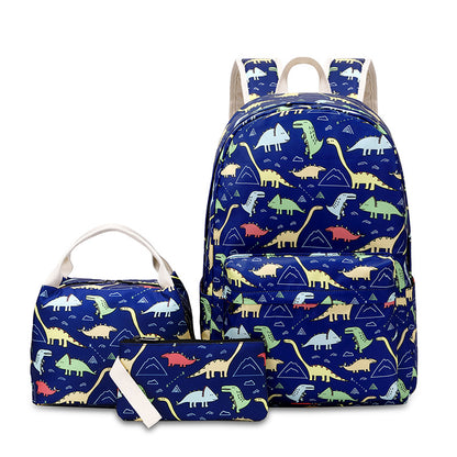 A foreign trade new schoolbag female three-piece backpack cartoon insulated lunch bag children&#039;s shoulder bag male wholesale