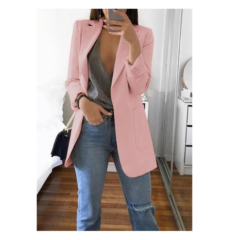 Wish Amazon 2023 four seasons new European and American fashion lapel slim cardigan temperament blazer women