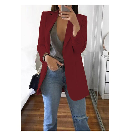 Wish Amazon 2023 four seasons new European and American fashion lapel slim cardigan temperament blazer women