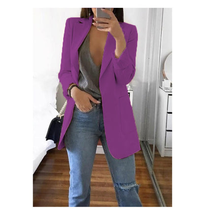 A wish Amazon 2023 four seasons new European and American fashion lapel slim cardigan temperament blazer women