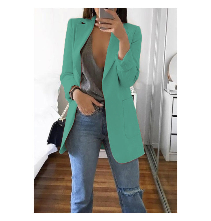 A wish Amazon 2023 four seasons new European and American fashion lapel slim cardigan temperament blazer women