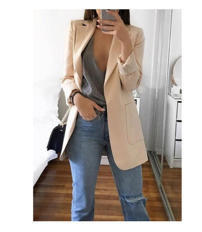 A wish Amazon 2023 four seasons new European and American fashion lapel slim cardigan temperament blazer women