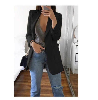 Wish Amazon 2023 four seasons new European and American fashion lapel slim cardigan temperament blazer women