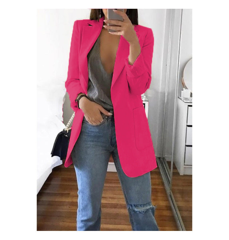 Wish Amazon 2023 four seasons new European and American fashion lapel slim cardigan temperament blazer women