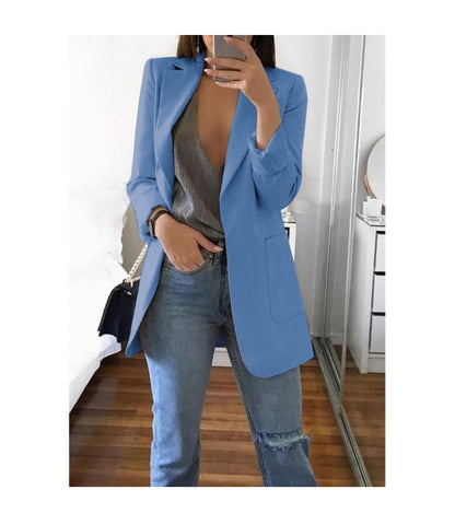 Wish Amazon 2023 four seasons new European and American fashion lapel slim cardigan temperament blazer women