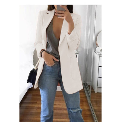 Wish Amazon 2023 four seasons new European and American fashion lapel slim cardigan temperament blazer women