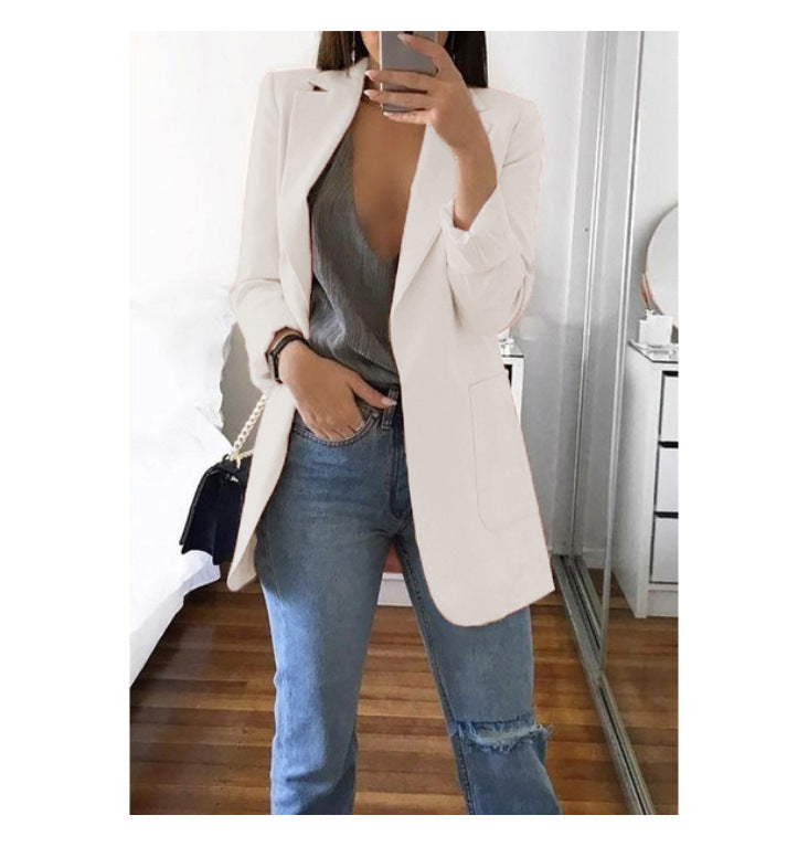 A wish Amazon 2023 four seasons new European and American fashion lapel slim cardigan temperament blazer women