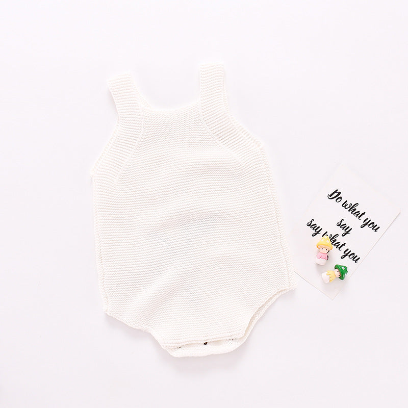 2020ins Autumn Girls Baby and Children Sunflower Backband Sweatshirt Knitted One Piece Bag Fart Triangle Climbing Clothes 0.3kg