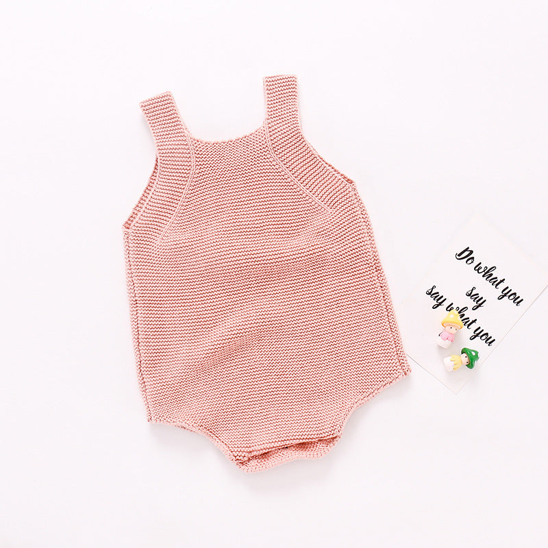 2020ins Autumn Girls Baby and Children Sunflower Backband Sweatshirt Knitted One Piece Bag Fart Triangle Climbing Clothes 0.3kg