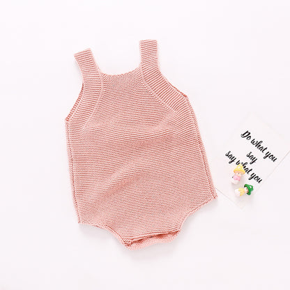 2020ins Autumn Girls Baby and Children Sunflower Backband Sweatshirt Knitted One Piece Bag Fart Triangle Climbing Clothes 0.3kg