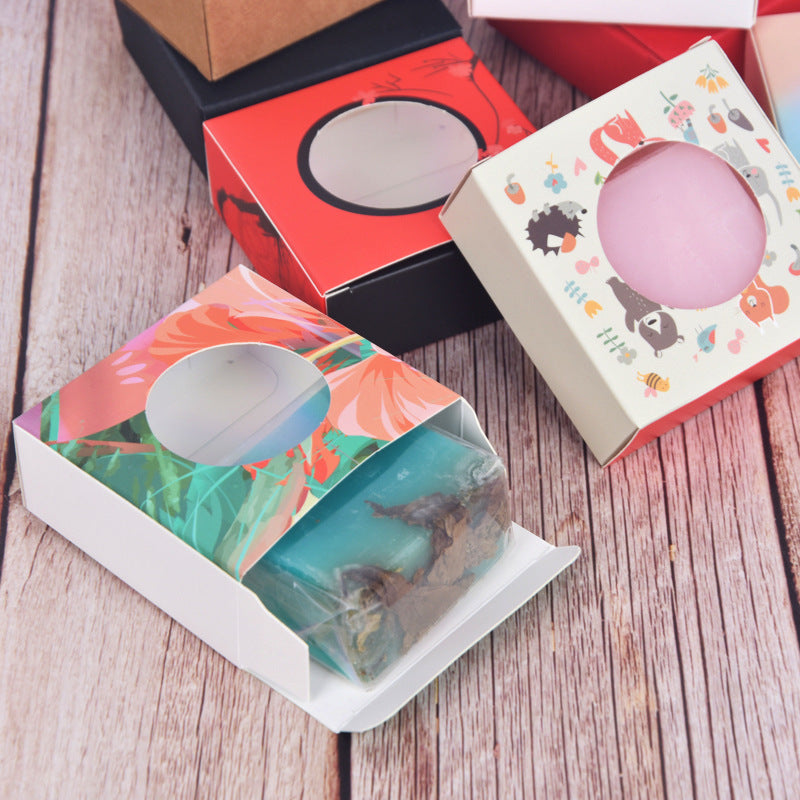 A Handmade soap small pendant packaging box, simple air cushion box, colorful cute jewelry box, sandalwood paper box MOQ: 2000PIECE