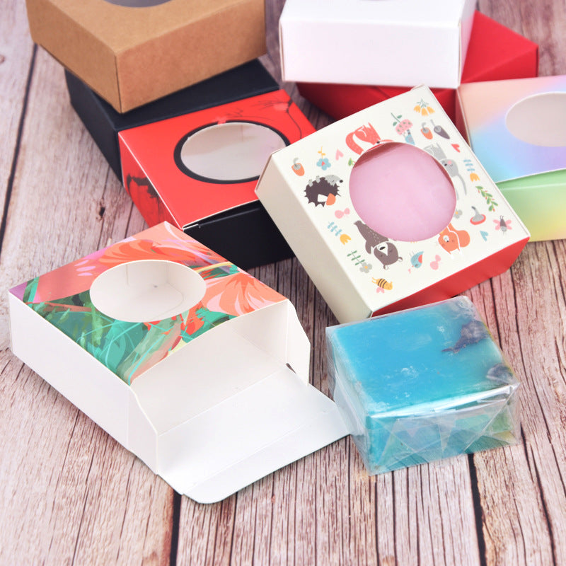 A Handmade soap small pendant packaging box, simple air cushion box, colorful cute jewelry box, sandalwood paper box MOQ: 2000PIECE