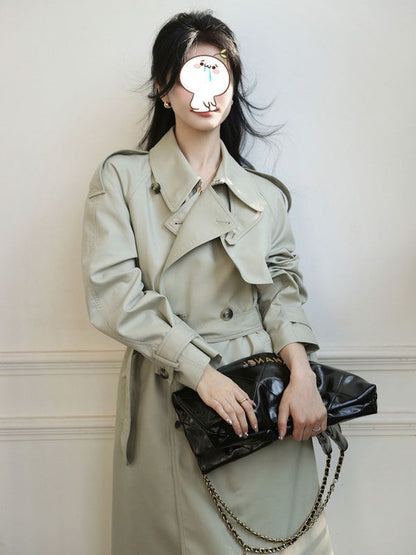 P high-end temperament new popular medium and long spring and autumn coat small British women's trench coat