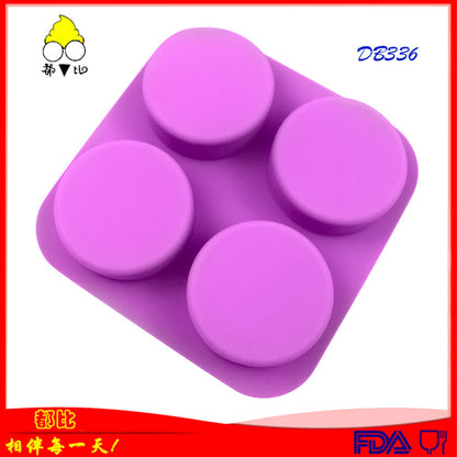 Un molde de silicona para pastel de 4 piezas, incluso con flores redondas diferentes, molde de chocolate, molde de jabón de aromaterapia hecho a mano tridimensional, MOQ: 10 PIEZAS 