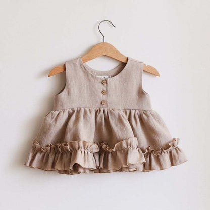 A girl's dress, summer cotton and linen baby girl vest skirt, ruffled edge underskirt, princess skirt Instagram popular new 0-4 years old