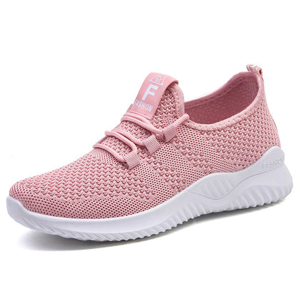 Female Shoes Cross border New Casual Fashion Running Shoes Flyknit Breathable Women's Shoes Soft Sole Trendy Sports Shoes Female