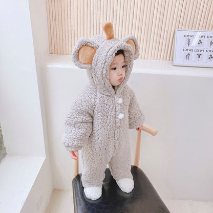 A baby onesie winter foot warm baby clothes go out clothes newborn clothes autumn and winter clothes thickened cotton clothes