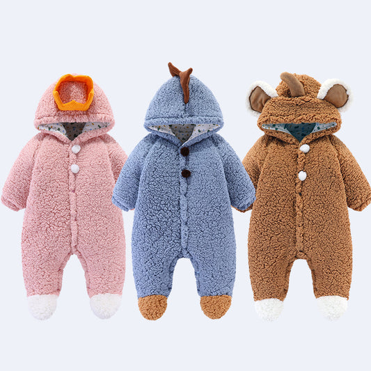 A baby onesie winter foot warm baby clothes go out clothes newborn clothes autumn and winter clothes thickened cotton clothes