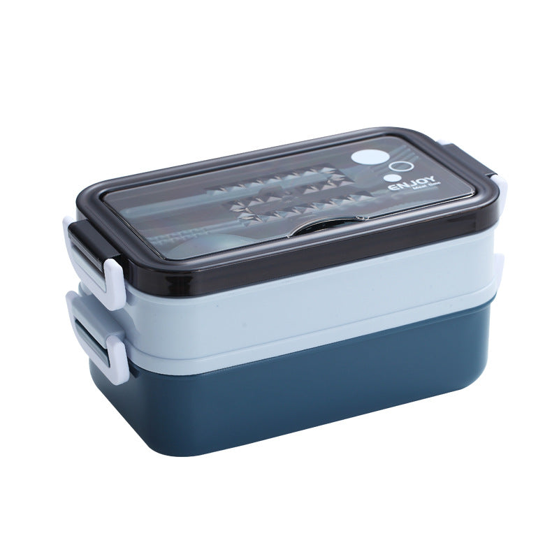 A 304 stainless steel double-layer insulated lunch box, heat-resistant and leak proof, student lunch box, microwave oven portable and portable lunch box, cute