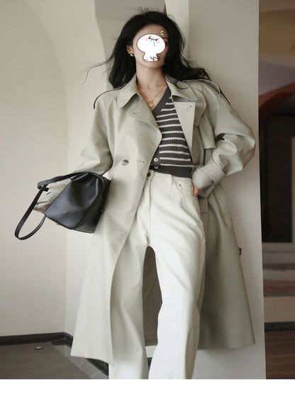 P high-end temperament new popular medium and long spring and autumn coat small British women's trench coat