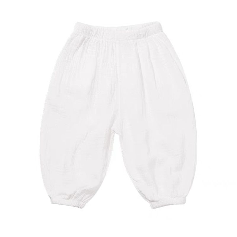 Pantalones de verano para niños, a prueba de mosquitos, transpirables, de algodón y lino, pantalones finos recortados para niños y bebés que usan pantalones casuales holgados. 