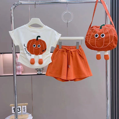 P New 2024 Best seller of dopamine Korean version network red Tiktok same model big and medium-sized children's foreign cartoon summer suit