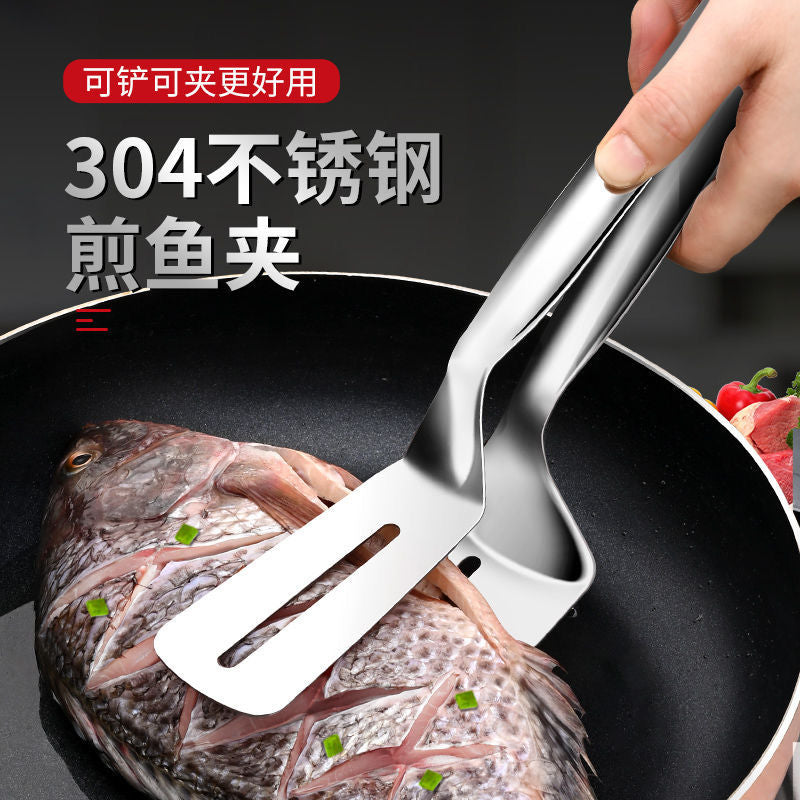 304 stainless steel fried fish anti-scald clips flipping fish shovel fried fish artifact silicone spatula steak home kitchen frying spatula