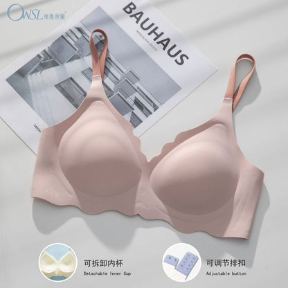 P Ovisili 3D Jelly Stripe Smooth and Traceless Underwear for Women with Small Chest Gathering and Anti sagging New Popular Comfortable