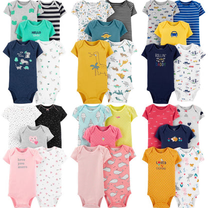 Children's summer new infant short-sleeved triangle clothes crawling clothes, five baby onesies, price for 5 piece 0.28kg