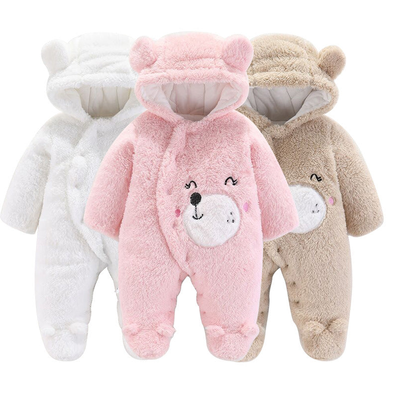 A baby clothes autumn and winter thickened warm baby onesie newborn comfortable cotton wool climbing clothes