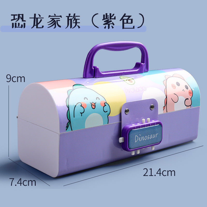 A Password Pen Box for Female Primary School Students Password Lock Cute Instagram Japanese Creative Large Capacity Pen Box Simplified Children's Storage