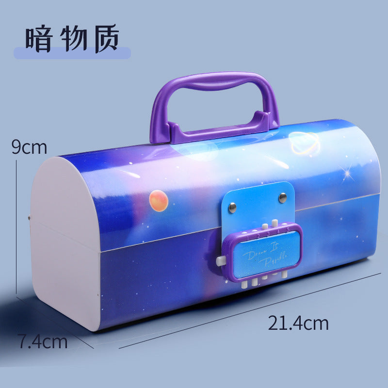 A Password Pen Box for Female Primary School Students Password Lock Cute Instagram Japanese Creative Large Capacity Pen Box Simplified Children's Storage