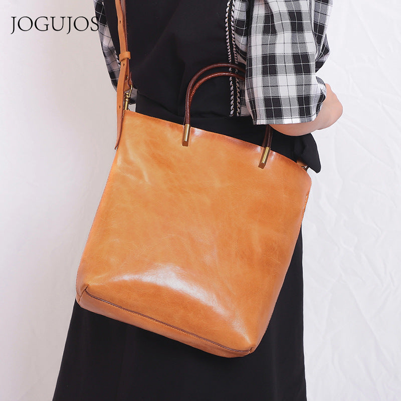 Retro Genuine Leather Handbag Fashion Travel Bag