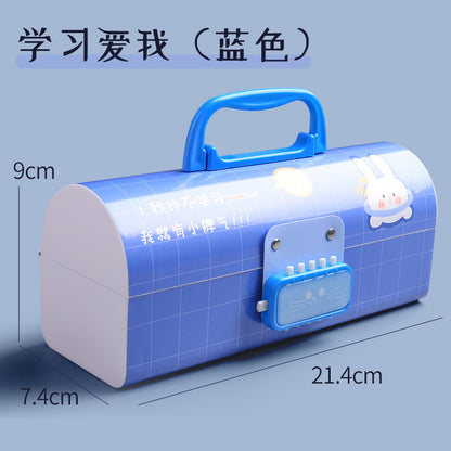 A Password Pen Box for Female Primary School Students Password Lock Cute Instagram Japanese Creative Large Capacity Pen Box Simplified Children's Storage