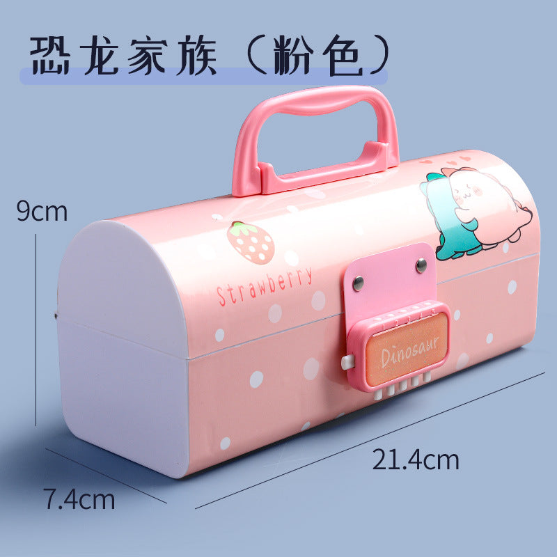 A Password Pen Box for Female Primary School Students Password Lock Cute Instagram Japanese Creative Large Capacity Pen Box Simplified Children's Storage