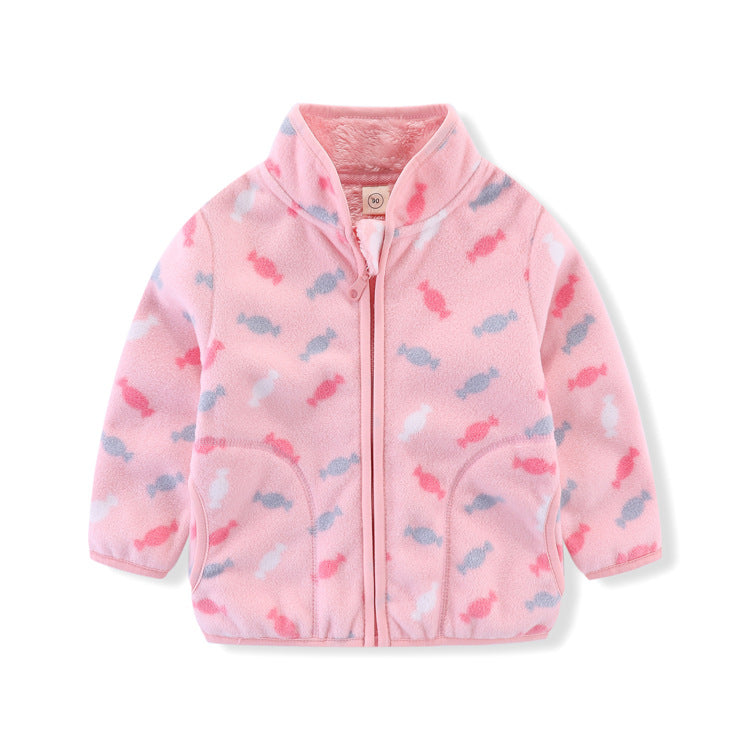 A 20 factory direct sales children's clothing, spring and autumn girls' fleece boys' thick coat sweater 2-8 years old wholesale manufacturers