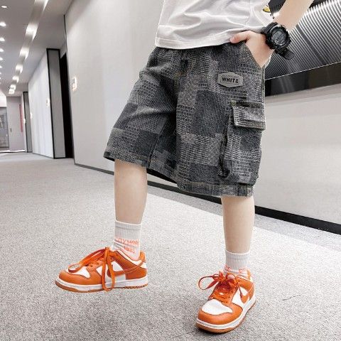 P children's clothing, boys' summer pants and shorts, 2024 new loose summer pants for middle-aged and middle-aged children, boys' jeans