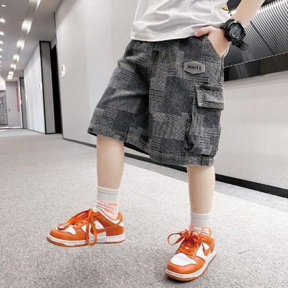 P children's clothing, boys' summer pants and shorts, 2024 new loose summer pants for middle-aged and middle-aged children, boys' jeans